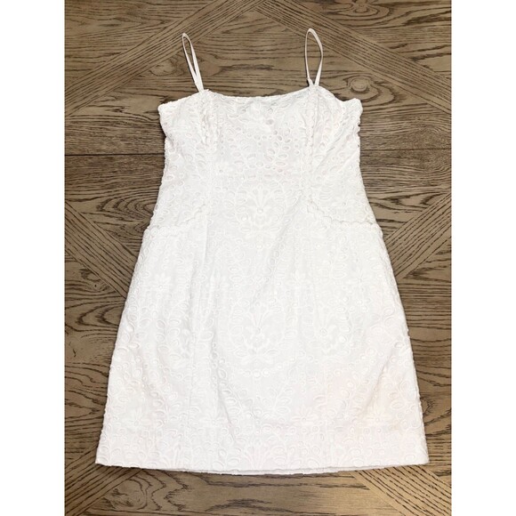 LILLY PULITZER SHELLI Formal Spring dress WHITE MINI EYELET Bow Cutout Size 6 - Picture 2 of 13